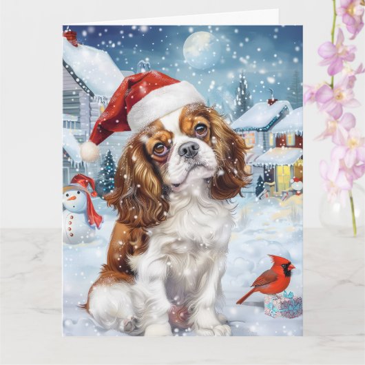 Cavalier King Winter Wonderland Kerstvreugde Kaart (Orchidee)