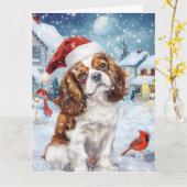 Cavalier King Winter Wonderland Kerstvreugde Kaart (Gele Bloem)