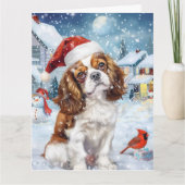 Cavalier King Winter Wonderland Kerstvreugde Kaart (Voorkant)