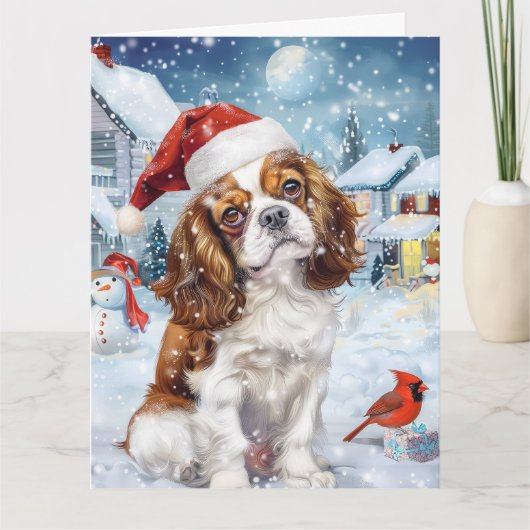 Cavalier King Winter Wonderland Kerstvreugde Kaart (Voorkant)