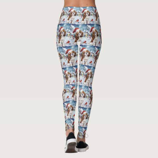 Cavalier King Winter Wonderland Kerstvreugde Leggings (Achterkant)