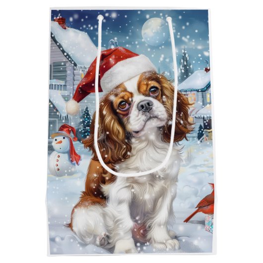 Cavalier King Winter Wonderland Kerstvreugde Medium Cadeauzakje (Achterkant)
