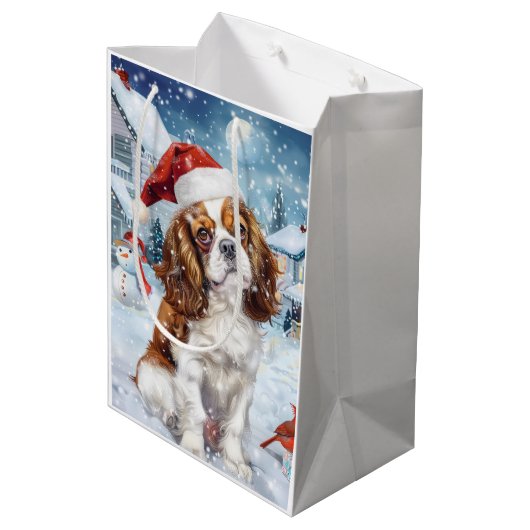 Cavalier King Winter Wonderland Kerstvreugde Medium Cadeauzakje (Achterkant Gekanteld)