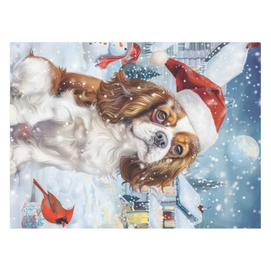 Cavalier King Winter Wonderland Kerstvreugde Tafelkleed (Voorkant (Horizontaal))