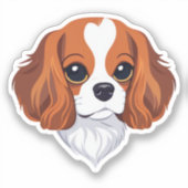 Cavalier koning charles hoofd geïllustreerd sticker (Voorkant)