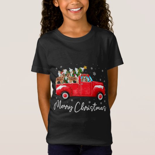 Cavalier Koning Charles Rode Vrachtwagen Kerstmis T-shirt (Voorkant)