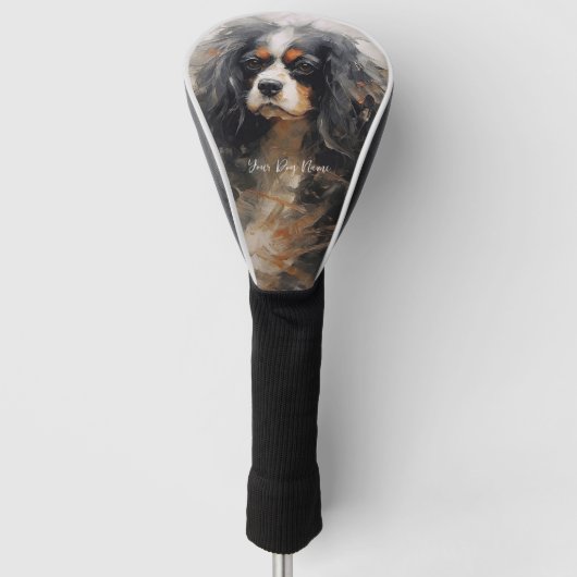 Cavalier Koning Charles Spaniel Hond in de wind 00 Golfheadcover (Voorkant)