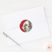 CAVALIER KONING CHARLES SPANIEL HOND MET KERSTMUTS RONDE STICKER (Envelop)