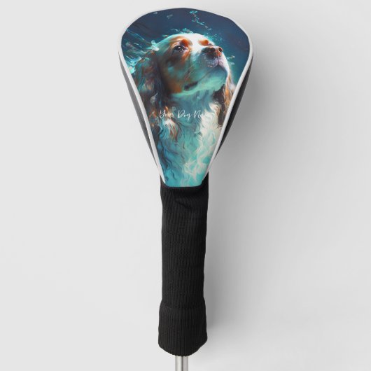Cavalier Koning Charles Spaniel hond zwemmen 002 Golfheadcover (Voorkant)