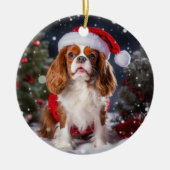 Cavalier Koning Charles Spaniel Kerstaandenken Keramisch Ornament (Voorkant)