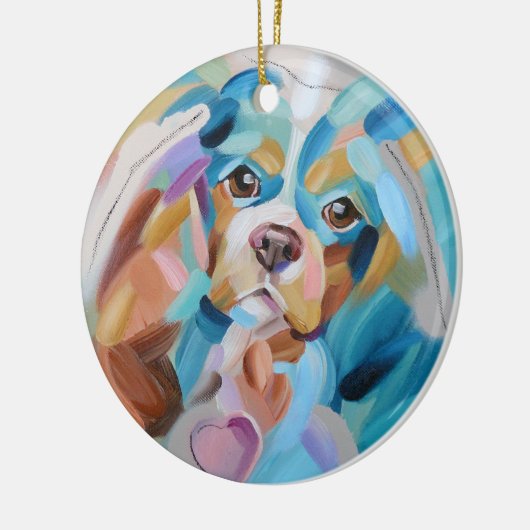 Cavalier koning charles spaniel kerstversiering keramisch ornament (Links)