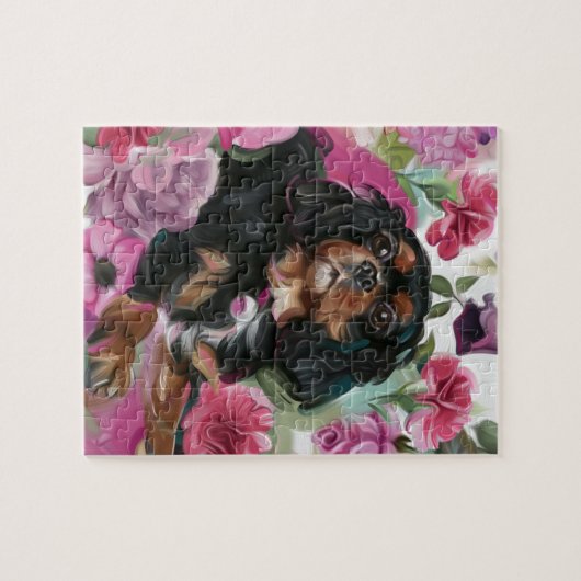 cavalier koning Charles spaniel PUZZLE | Zwart-bru Legpuzzel (Horizontaal)