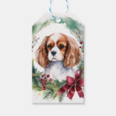 Cavalier Koning Kerstkrans Feestelijke Pup Cadeaulabel (Voorkant)