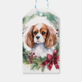 Cavalier Koning Kerstkrans Feestelijke Pup Cadeaulabel (Achterkant)