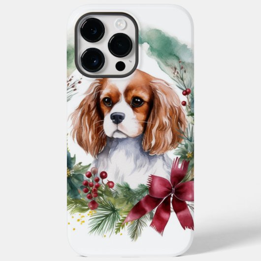 Cavalier Koning Kerstkrans Feestelijke Pup Case-Mate iPhone Case (Achterkant)