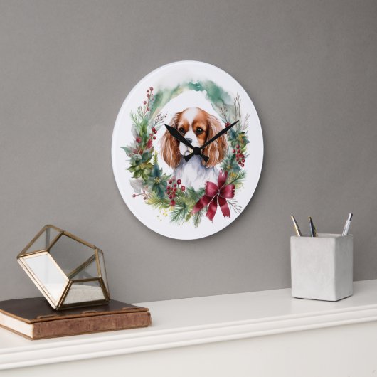 Cavalier Koning Kerstkrans Feestelijke Pup Grote Klok (Kantoor)