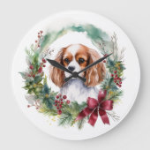 Cavalier Koning Kerstkrans Feestelijke Pup Grote Klok (Voorkant)