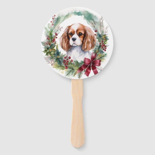 Cavalier Koning Kerstkrans Feestelijke Pup Handwaaier (Achterkant)