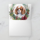 Cavalier Koning Kerstkrans Feestelijke Pup Kaart (Binnen)