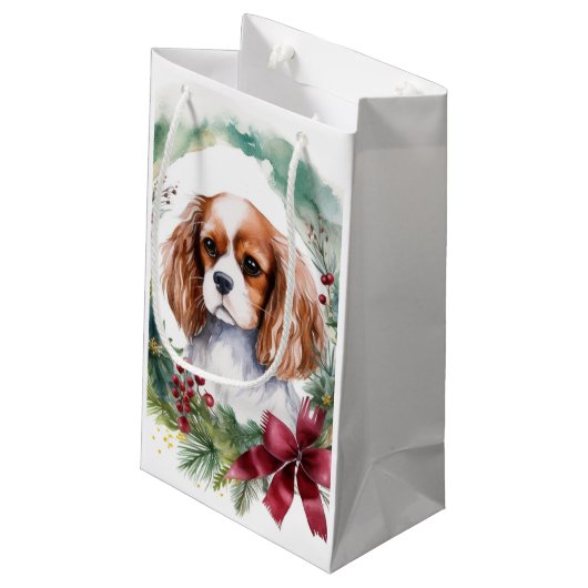 Cavalier Koning Kerstkrans Feestelijke Pup Klein Cadeauzakje (Achterkant Gekanteld)
