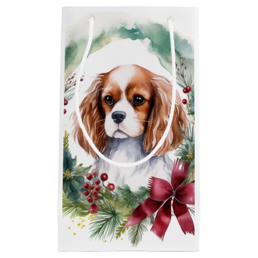 Cavalier Koning Kerstkrans Feestelijke Pup Klein Cadeauzakje (Voorkant)