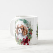 Cavalier Koning Kerstkrans Feestelijke Pup Koffiemok (Voorkant links)