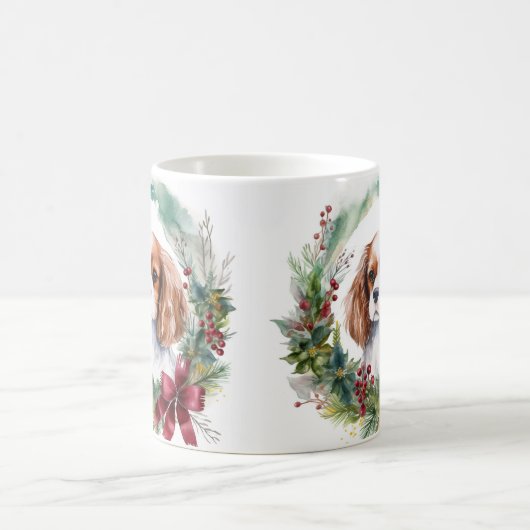 Cavalier Koning Kerstkrans Feestelijke Pup Koffiemok (Center)