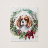 Cavalier Koning Kerstkrans Feestelijke Pup Legpuzzel (Verticaal)