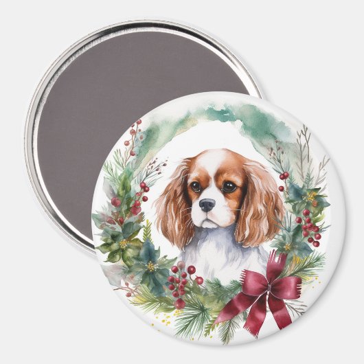 Cavalier Koning Kerstkrans Feestelijke Pup Magneet (Voorkant / Achterkant)