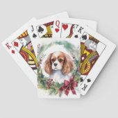 Cavalier Koning Kerstkrans Feestelijke Pup Pokerkaarten (Achterkant)
