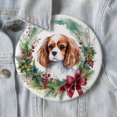 Cavalier Koning Kerstkrans Feestelijke Pup Ronde Button 6,0 Cm (In situ)
