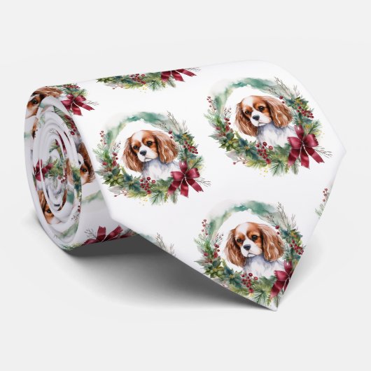 Cavalier Koning Kerstkrans Feestelijke Pup Stropdas (Opgerold)