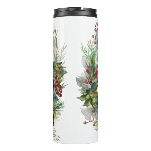 Cavalier Koning Kerstkrans Feestelijke Pup Thermosbeker (Achterkant)