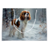 Cavalier Koning Laat het Sneeuwen Kerst Borstelend Groot Cadeauzakje (Voorkant)