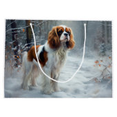 Cavalier Koning Laat het Sneeuwen Kerst Borstelend Groot Cadeauzakje (Achterkant)