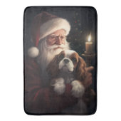 Cavalier Koning met Kerstman Festive Kerstmis Badmat (Voorkant Verticaal)