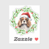 Cavalier Koning Spaniel Kerstmis Hond Vinyl Sticker (Vel)