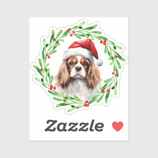 Cavalier Koning Spaniel Kerstmis Hond Vinyl Sticker (Vel)