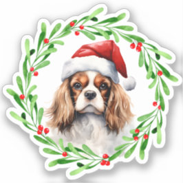 Cavalier Koning Spaniel Kerstmis Hond Vinyl Sticker