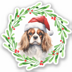 Cavalier Koning Spaniel Kerstmis Hond Vinyl Sticker