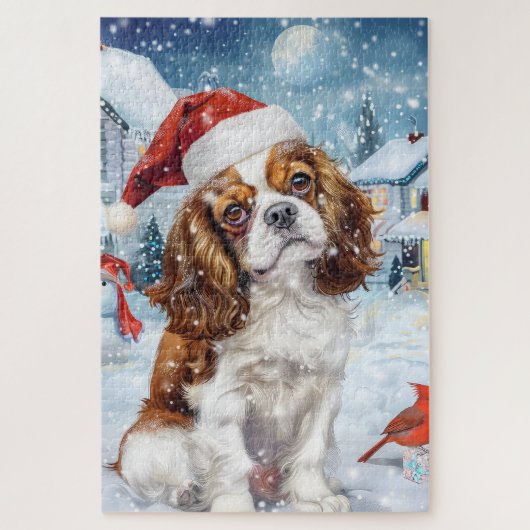 Cavalier Koning Winter Wonderland Kerstvreugde Legpuzzel (Verticaal)