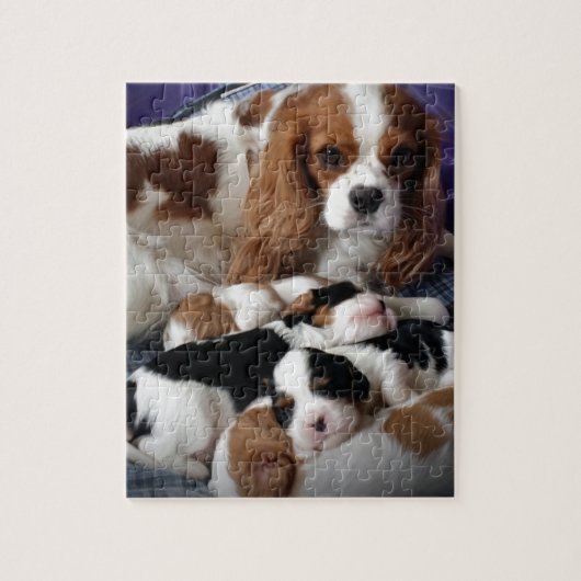 Cavalier Mam en Babies Legpuzzel (Verticaal)
