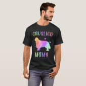 Cavalier Mama Cavie Moeder Regenboog Waterverf T-shirt (Voorkant volledig)
