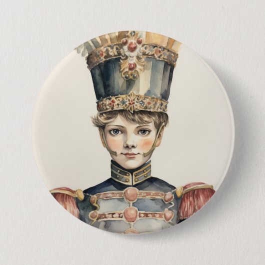 Cavalier, Nutcracker Prince Noble Cavalier in Red Ronde Button 7,6 Cm (Voorkant)