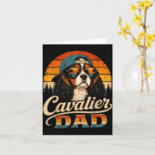 Cavalier-papa vintage Cavalier King Charles-spanië Kaart (Gele Bloem)