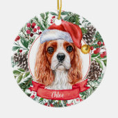 Cavalier Spaniel Aangepaste naam kerstversiering Keramisch Ornament (Voorkant)