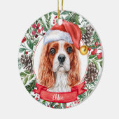Cavalier Spaniel Aangepaste naam kerstversiering Keramisch Ornament (Links)