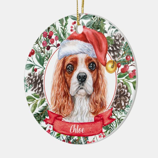 Cavalier Spaniel Aangepaste naam kerstversiering Keramisch Ornament (Links)