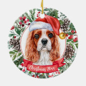 Cavalier Spaniel Aangepaste naam kerstversiering Keramisch Ornament (Achterkant)