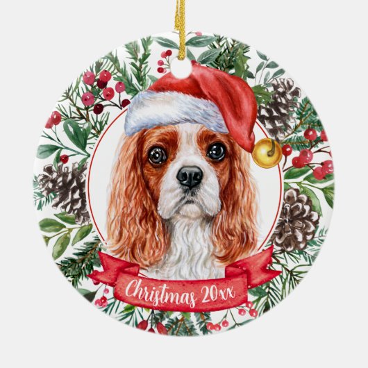 Cavalier Spaniel Aangepaste naam kerstversiering Keramisch Ornament (Achterkant)
